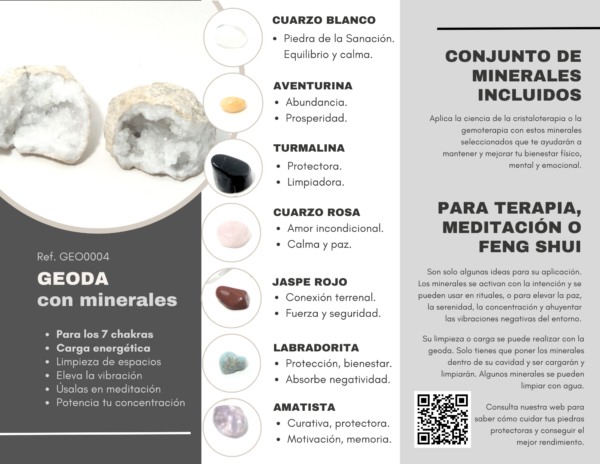 Caja de ARMONIZACIÓN de CHAKRAS con GEODA de cuarzo y 7 minerales. (GEODA0004) - Imagen 4